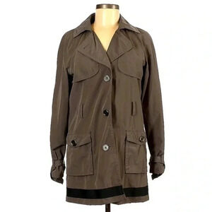 Tommy Hilfiger | Vintage Brown Grey Y2K Water Resistant Rain Coat Size M Medium